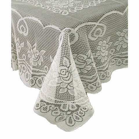 Rose Lace Polyester Tablecloth Cream 130 cm Square