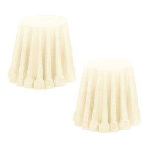 Set of 2 Round 180cm Ruffled Table Cloth Cream