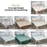 Hotel Living 3 Pce Light Weight Comforter Set Queen/King Oscar Stripes