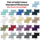 Pair of Solid Colour Microfiber Standard Pillowcases 48x73cmx15cm (Flap) Grey