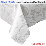 Deco White Luxury Jacquard Tablecloth 150 x 220 cm