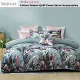 Bianca Mika Green Cotton Sateen Quilt Cover Set Double