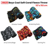 190GSM Boys Cool Ultra Soft Coral Fleece Throw 127 x 152cm Army Camouflage