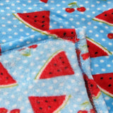 190GSM Girls Cute Ultra Soft Coral Fleece Throw 127 x 152cm Watermelon & Cherries