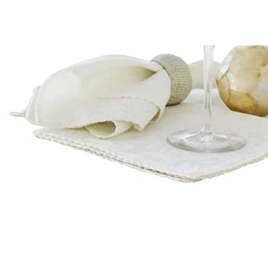 Set of 6 Damask Embossed Polyester Cotton Napkins Bright White (also known as Gardenia or Marshmallow) 40 x 40cm