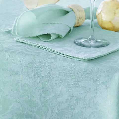 Damask Embossed Tablecloth 180 cm Round Light Turquoise