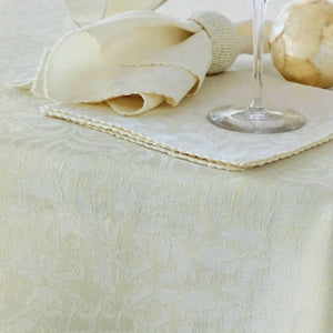 Damask Embossed Tablecloth 180 x 180 cm Ivory (aka Whisper White)