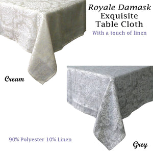 Royale Damask Table Cloth Grey 180 x 360 cm