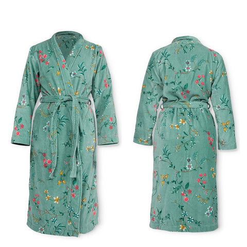 PIP Studio Les Fleurs Cotton Bath Robe Green XXL