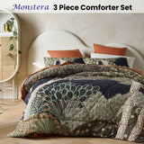 Accessorize 3 Piece Monstera Digital Printed Comforter Set Queen