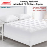 Cloudland 1000GSM Memory Resistant Microball Fill Mattress Topper Super King