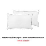 Accessorize Pair of White/Black Piped Hotel Deluxe Cotton Standard Pillowcases