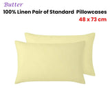 Vintage Design Homewares 100% Linen Pair of Standard Pillowcases Butter 48 x 73 cm