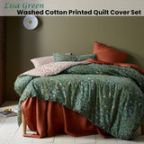 Accessorize Lisa Green Washed Cotton Printed Quilt Cover Set King