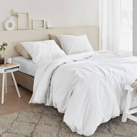 Bedding House Organic Cotton Basic White Quilt Cover Set Super King