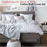 VTWonen Striped Hearts Black & White Cotton Quilt Cover Set King