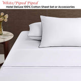 Accessorize White/Black Piped Hotel Deluxe Cotton Sheet Set King