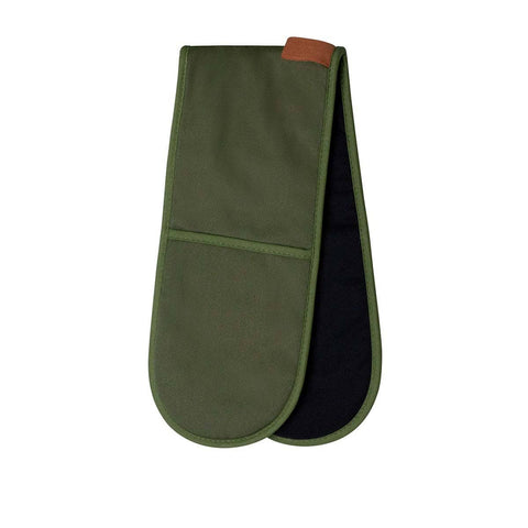 J Elliot Home Selby Cotton Double Oven Mitt Glove 17 x 82 cm Olive & Black