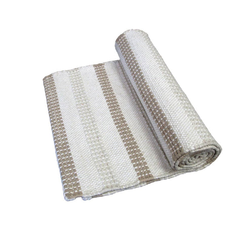 Laura Taupe Knitted Cotton Table Runner 33 x 176 cm