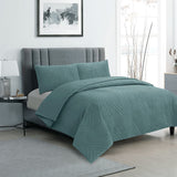 Ardor Hana Stormy Sea Embossed Velvet Quilt Cover Set Queen