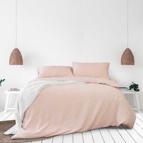 Ardor Ingrid Blush Seersucker Stripe Quilt Cover Set Single