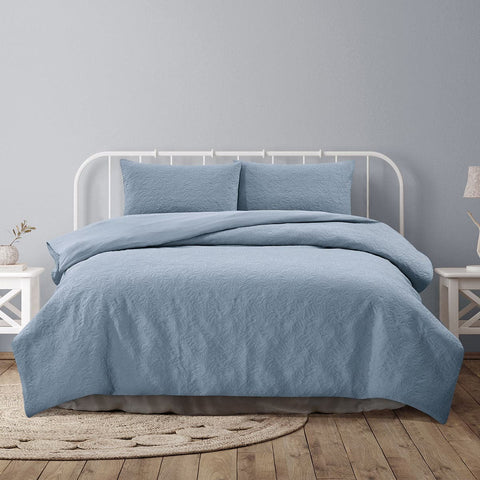 Ardor Lottie Bluebell Pinsonic Embossed Quilt Cover Set King