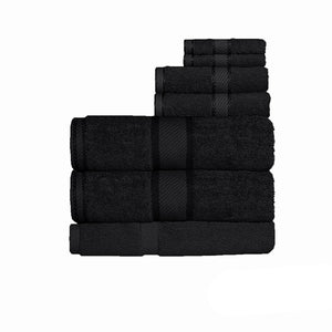 Kingtex 550gsm Cotton 7 Pce Bath Sheet Set Black