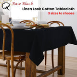 Ladelle Base Black Linen Look 100% Cotton Tablecloth 150 x 265 cm