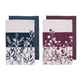 Ladelle Set of 4 Homespun Flower Cotton Kitchen Tea Towels 50 x 70 cm Mix