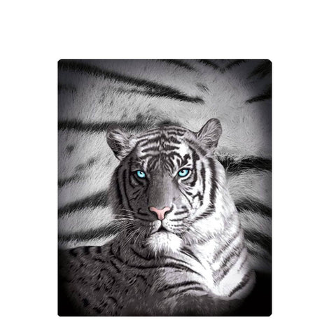 Just Home Blue Eyes Stripes Tiger Polar Fleece Throw Rug