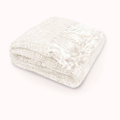 Rans Oslo Knitted Weave Throw 127x152cm - Snow White