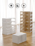 Kylin Cubes Storage Folding Shoe Box With 2 Column & 16 Grids & 8 Brown Door