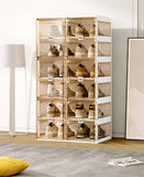 Kylin Cubes Storage Folding Shoe Box With 2 Column & 20 Grids & 10 Brown Door