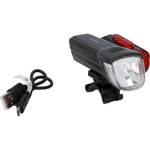 Fischer LED Bike Light Set 30Lux USB with rear floor light