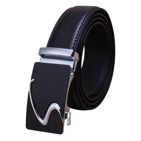 Genuine Leather Belt Men's Plate Reversible Buckle Business Dress Belts