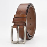 New Cowhide Leather Men Belt Pin Buckle Luxury Male Belts