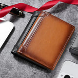 100% Genuine Leather Men's Wallet RFID Blocking Card Holder Bifold and Long Wallets