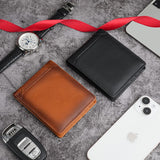 100% Genuine Leather Men's Wallet RFID Blocking Card Holder Bifold and Long Wallets