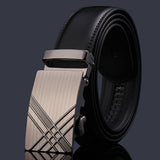 Adjustable Slide Luxury Leather Belt For Men's Automatic Buckle Ratchet Business Dress Belts