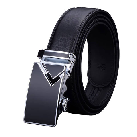 Adjustable Slide Genuine Leather Belt Men's Plate Reversible Buckle Business Dress Belts