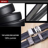 Adjustable Slide Genuine Leather Belt Men's Plate Reversible Buckle Business Dress Belts