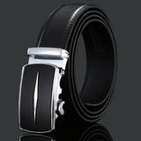 Adjustable Slide Genuine Leather Belt Men's Plate Reversible Buckle Business Dress Belts