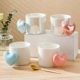 Lovely 3D Heart Love Ceramic Cup Mug Puffy Heart Handle with Gift Box