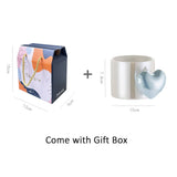 Lovely 3D Heart Love Ceramic Cup Mug Puffy Heart Handle with Gift Box