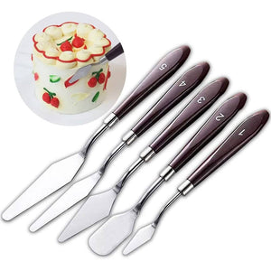 Cake Cream Spatula 5 Pcs/Set Stainless Steel Frosting Spatula Baking Pastry Tools