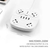 1.8 Metre Power Board with 4 Socket & 4 USB Charging Charger Ports