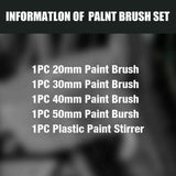 5Pc Paint Brushes Set Artist Acrylic Staining Home Garden Painting Handy Tool