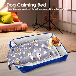 Vaka Navy Dog Bed Pet Cat Calming Floor Mat Sleeping Cave Washable Extra Large 29702