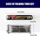 Folding Torx Star Key Set Portable Wrench Tool Chrome vanadium Steel T6-T30 New