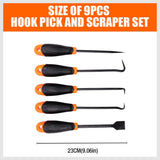 9pc Hook and Pick Tool Set Scraper ,Large Full & Small Mini Size Non-slip Handle